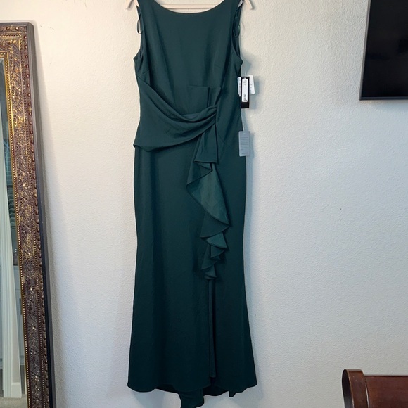 Betsy & Adam Emerald Maxi Dress with Ruffle - Picture 1 of 8